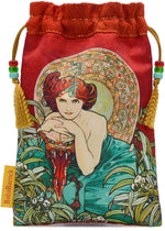 Emerald - limited edition drawstring bag in red kimono silk