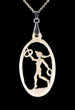 Gymnast- antique carved bone fairy tale pendant. Handmade