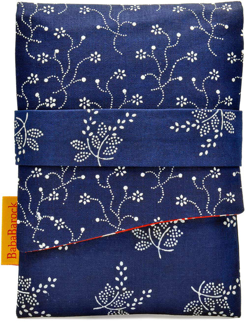 Tarot bag in indigo cotton, tarot pouch in traditional Czech fabric
