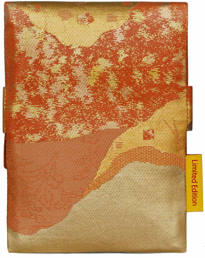 Orange tarot bag, foldover pouch with gold metallics for tarot decks, oracle cards