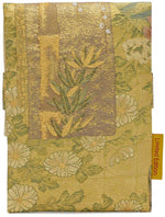 Golden Leaves & Flowers - Japanese vintage silk foldover pouch
