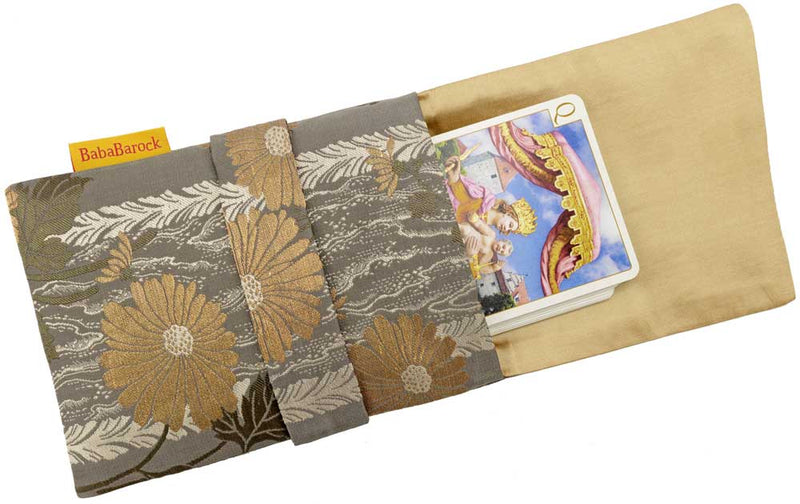 Rose Gold Petals - Japanese vintage silk foldover pouch