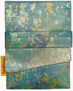 Silk foldover tarot pouch with metallic gold, teals, turquoise
