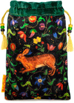 The Little Brown Hare bag. Printed on silk velvet. Green velvet version. - Baba Store - 1