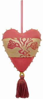 Vintage fabric heart charm, romantic gift, Valentine's ornament