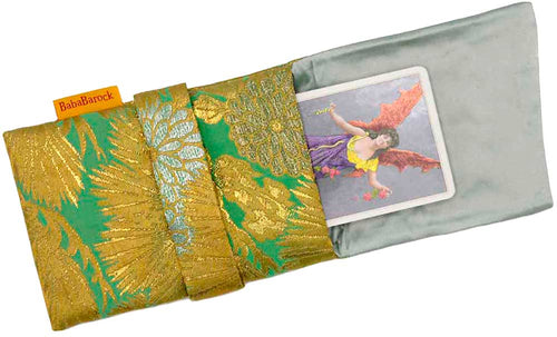 Silk-lined tarot bag, vintage silk tarot pouch by BabaBarock / Baba Studio