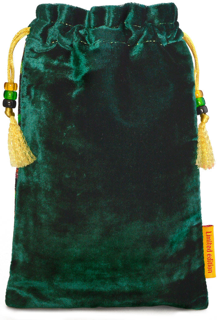 The White Rabbit bag. Printed on silk velvet. Green velvet version. - Baba Store - 2