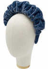 Embroidered headband in blue velvet, Frida Kahlo style crown headdress for weddings, festivals, special events