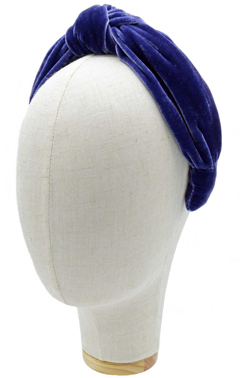Blue knot headband, silk velvet headbands, luxury hair accessories for women, wedding guests