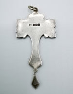 Back of Art Nouveau 19th century silver and enamel pendant