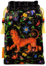 The Manticore tarot bag, drawstring  pouch. Printed on silk velvet. By Baba Studio