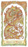 mythical creatures tarot, queen of wands, dragon, chinese dragon, baba studio, bababarock, tarot cards, fantastic creatures tarot, tarot de marseilles