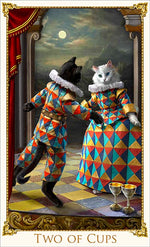 Two of Cups card from the new Bohemian Cats Tarot