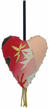 Hanging heart decoration, stuffed heart ornaments in antique silk.
