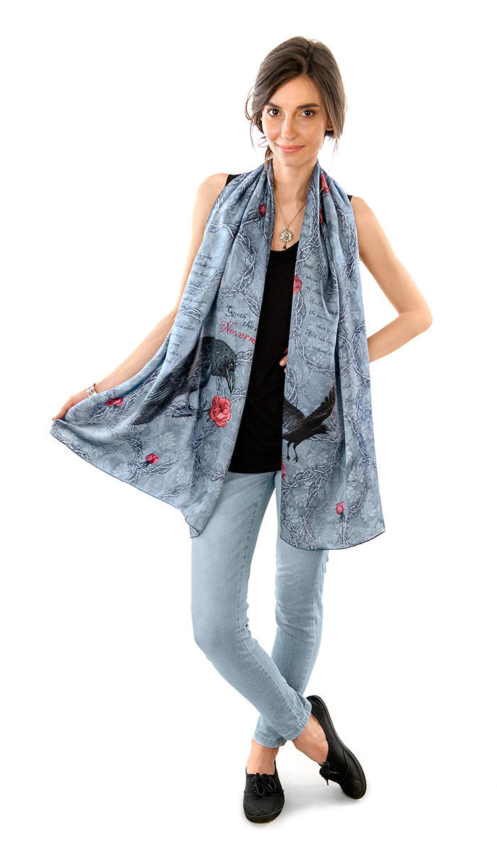 The Raven, pure silk-satin scarf/wrap. - Baba Store - 4