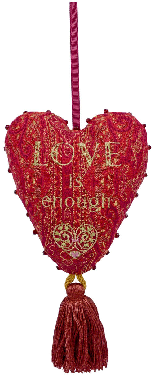 Love heart charm on vintage paisley fabric, romantic gift for wife, girlfriend