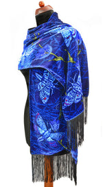 Silk velvet scarf, gothic scarf, hawkmoths wrap by Baba Studio