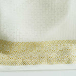 New/old silk fabric by the metre. Fine, chiffon-like with gold borders.
