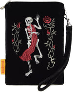 Gothic, dancing skeleton, tarot pouch, embroidery, death card, tarot, Etteilla, wristlet, memento mori, embroidered, handmade