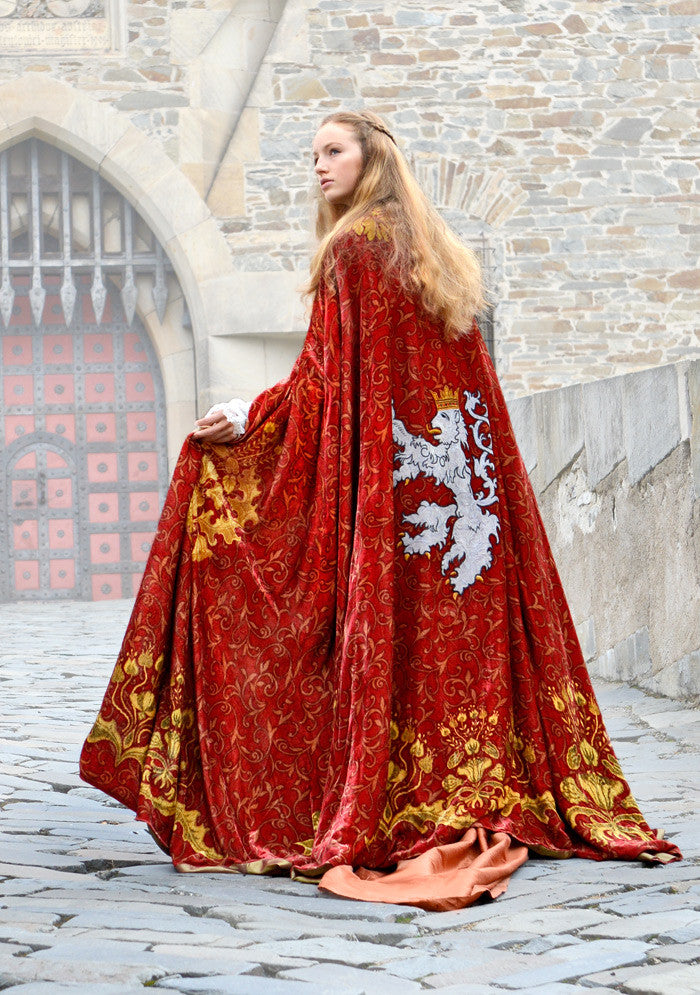 The Bohemian cloak. Art Nouveau patterns with optional Bohemian Lion on the back. Special order only. - Baba Store - 1