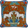 Love is Enough - Unicorns in Orange/Blue on silk velvet