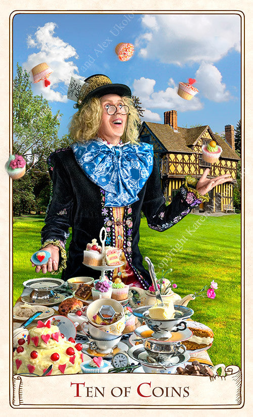 The Alice Tarot deck, alice tarot cards, mad hatter, tea party, alice in wonderland