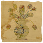 French silk embroidery, antique silk motif