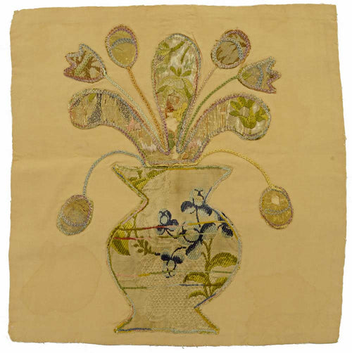 Antique French silk, embroidered textiles