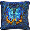 Blue Butterfly, unique Baba Studio print on silk velvet, Art Nouveau blue background