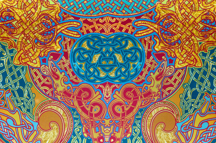 Celtic Dances, pure silk-satin scarf/wrap. - Baba Store - 5