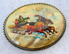 Large hand-painted Russian "troika" scene brooch pin on mother of pearl. Signed and dated. - Baba Store - 1
