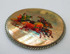 Large hand-painted Russian "troika" scene brooch pin on mother of pearl. Signed and dated. - Baba Store - 2