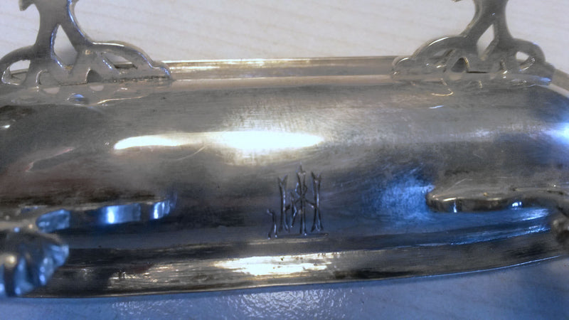 19th century bone toothpick (or bodkin?) in silver dish. Antique, strange piece, from a Czech castle estate. Possibly a Dieppe carving. - Baba Store - 5