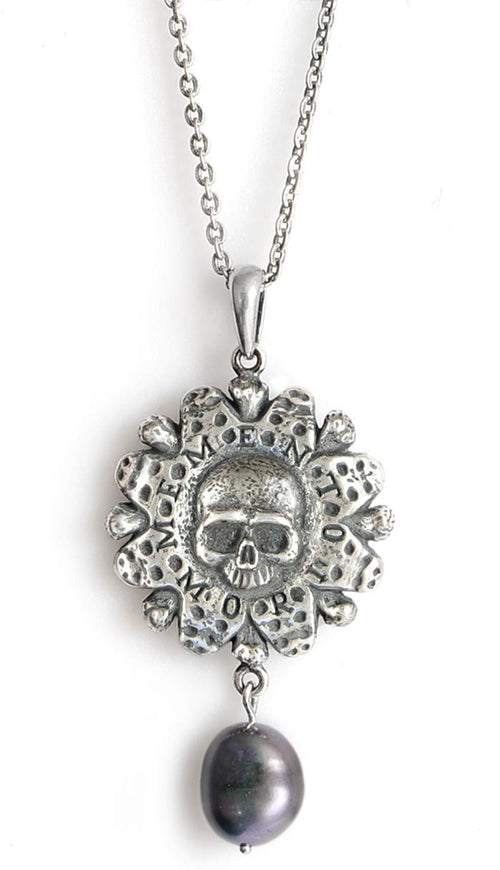 Memento Mori — Sterling silver pendant with black pearl - Baba Store - 2
