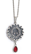 Memento Mori — Sterling silver pendant with garnet drop - Baba Store - 2