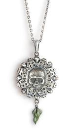 Memento Mori — Sterling silver pendant with moldavite (vltavin) drop - Baba Store - 2