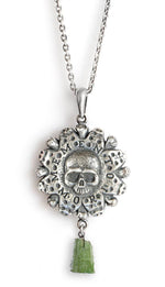 Memento Mori — Sterling silver pendant with moldavite (vltavin) drop - Baba Store - 4