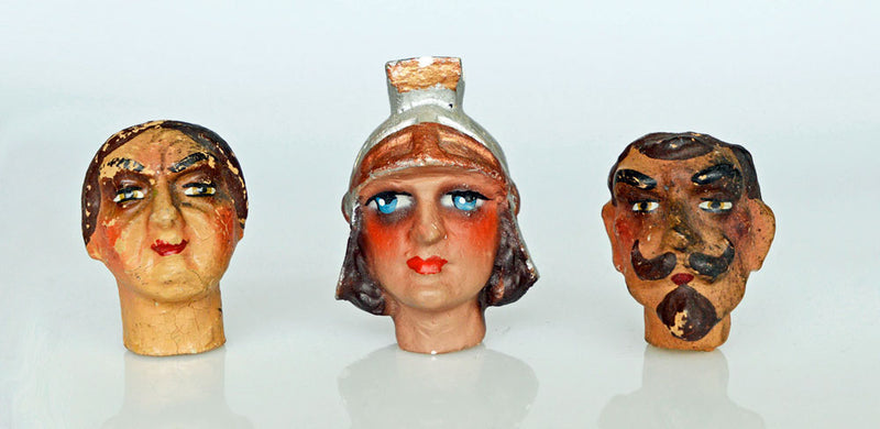 Antique puppet heads. Bizarrely interesting!
