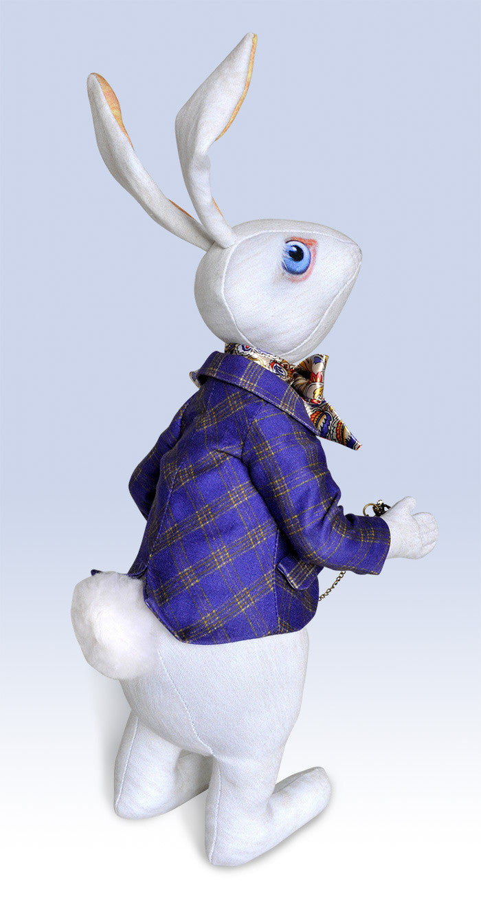 The White Rabbit - limited edition art doll by Baba Studio / BabaBarock, limited edition rabbit doll in traditional tweed costume