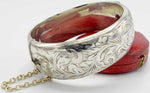 Vintage silver bracelet / bangle with leaf design