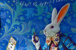 The White Rabbit, dark blue version, pure silk-satin scarf/wrap. - Baba Store - 5